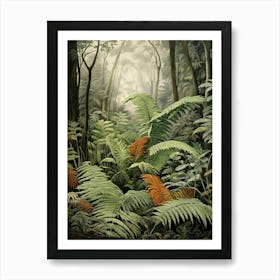 Vintage Jungle Botanical Illustration Ferns 1 Art Print