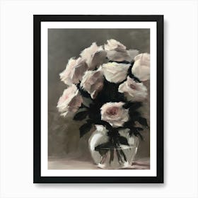 White Roses In A Vase 3 Art Print