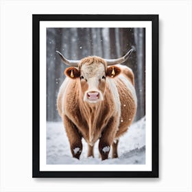 Cow In The Snow Art Print