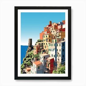 Cinque Terre, Italy, Flat Illustration 1 Art Print