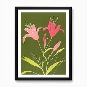 Pink & Green Gloriosa Lily 2 Art Print