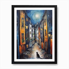 Painting Of London With A Cat In The Style Of Renaissance, Da Vinci 4 Art Print