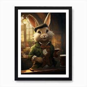 Rabbit Holding A Beer Art Print