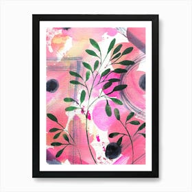 Pink And Green 1 Abstract Watercolour Painting Art Print