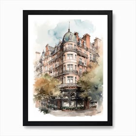 Mayfair London Neighborhood, Watercolour 1 Art Print