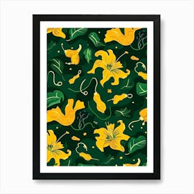 Yellow Lily Seamless Pattern Art Print