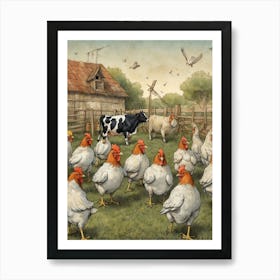 Chickens On The Farm Art Print