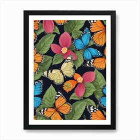 Seamless Pattern With Butterflies 8 Art Print