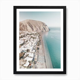 Black Beach, Santorini Art Print