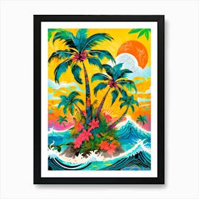 Palm Trees At Sunset Art Print