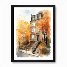Greenwich Village Neighborhood, Watercolour 4 Art Print