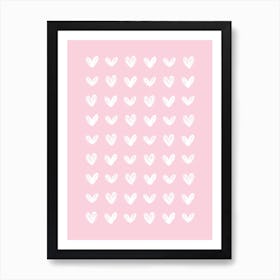 Scribble Hearts - Pink Art Print