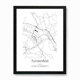 Furstenfeld,Austria Minimalist Map Art Print