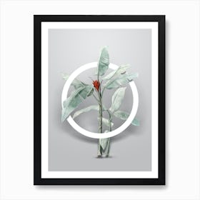 Vintage Scarlet Banana Minimalist Botanical Geometric Circle on Soft Gray n.0265 Art Print