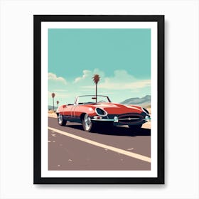 A Jaguar E Type In Causeway Coastal Route Illustration 2 Art Print