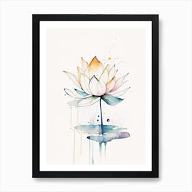 Lotus Flower And Water Symbol Minimal Watercolour Art Print