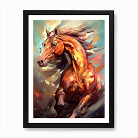 Brown Horse Painting On Canvas Art Print