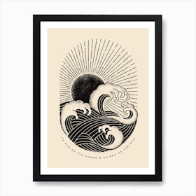 Vintage Waves Ocean Sea Sun Sunshine Art Print