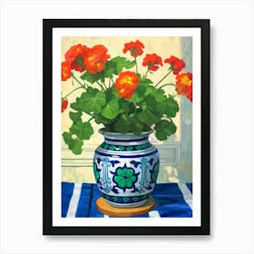 Flowers In A Vase Still Life Painting Geranium 1 Art Print
