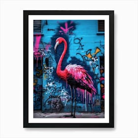 Pink Flamingo Graffiti Art Print