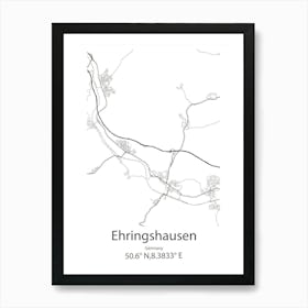 Ehringshausen,Germany Minimalist Map Art Print