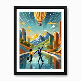 Businessman And Woman Art Print