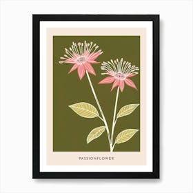 Pink & Green Passionflower 1 Flower Poster Art Print