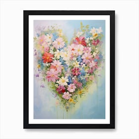 Wildflower Detailed Line Heart Painting 3 Art Print