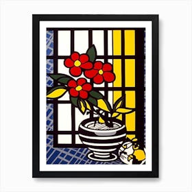 Camelia Flower Still Life  4 Pop Art Style Art Print