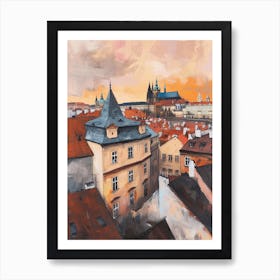 Prague Rooftops Morning Skyline 3 Art Print