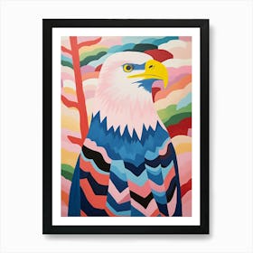 Pink Scandi Bald Eagle 1 Art Print