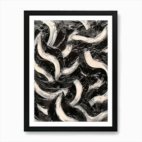 Abstract Black & White Gouache Pattern 4 Art Print