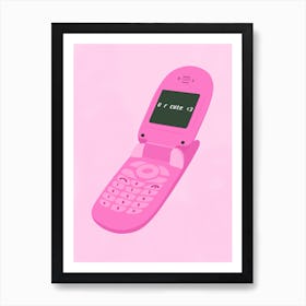 Pink Flip Phone  Art Print