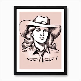 Cowgirl Portrait Pink 3 Art Print