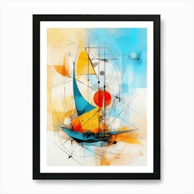 Sailboat 06 - Avant Garde Abstract Painting in Yellow, Red and Blue Color Palette in Modern Style Art Print