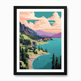 Lake Chelan Washington Pointillism 1 Art Print