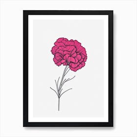 Carnation Floral Minimal Line Drawing 1 Flower Art Print