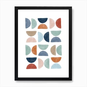 Terracotta Navy Semi Circles Art Print