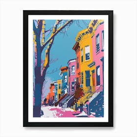 Prospect Heights New York Colourful Silkscreen Illustration 4 Art Print