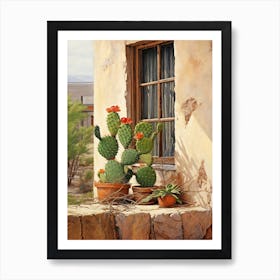 Rat Tail Cactus On A Window  4 Art Print