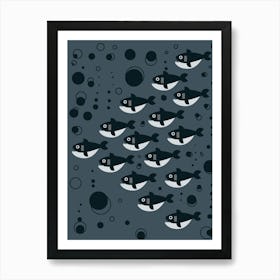 Piranha 1950s pattern Art Print