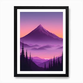 Misty Mountains Vertical Composition In Purple Tone 21 Art Print