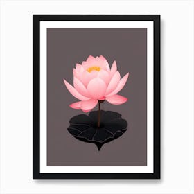 A Pink Lotus In Minimalist Style Vertical Composition 38 Art Print