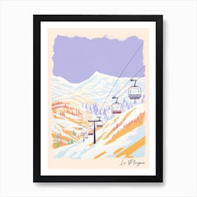 Poster Of La Plagne   France, Ski Resort Pastel Colours Illustration 0 Art Print