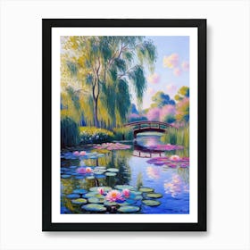 Water Lily Bridge Inspired By Claude Monet Art Print