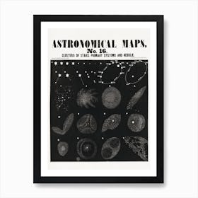 Astronomical Maps Stars Vintage Poster Póster