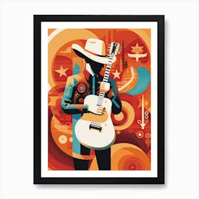 Cowboy With Guitar, Texas, Usa Poster