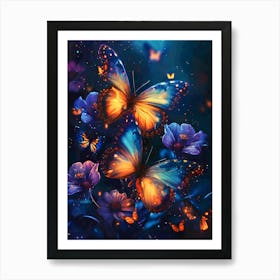 Butterflies In The Night Art Print