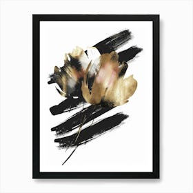 Black And Gold Flowers 3 Art Print