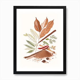 Cinnamon Bark Spices And Herbs Pencil Illustration 1 Art Print